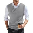 thumbnail image 1 of SAATLERI Mens Sweater Vest V Neck Knitted Pullover Sweater Tops Sleeveless Relaxed Fit Knitwear Vests, 1 of 6