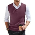 thumbnail image 1 of SAATLERI Mens Sweater Vest V Neck Knitted Pullover Sweater Tops Sleeveless Relaxed Fit Knitwear Vests, 1 of 6