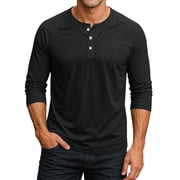 SAATLERI Mens T-Shirts Modern Fit Henley Raglan Shirt Men Casual Lightweight Button Down Baseball Mens T-Shirts