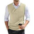 thumbnail image 1 of SAATLERI Mens Vests Casual V Neck Knitted Sleeveless Pullover Sweaters Vest Knitwear Vests Solid Plain Slim Fit All Match Business Tops, 1 of 6