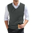 thumbnail image 1 of SAATLERI Mens Vests Casual V Neck Knitted Sleeveless Pullovers Knitwear Solid Plain Relaxed Fit All Match Sweater Tops, 1 of 6