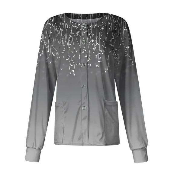 SAATLERI Nurse Jackets for Women Scrub Vintage Floral Print Medical Shirts Breathable Stretchy Nursing Workwear Scrub Jacket Medical Uniforms with Pockets