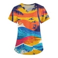 thumbnail image 1 of SAATLERI Plus Size Scrubs for Women Hawaiian Print Scrubs Top Medical Nurse Uniform Stretchy Comfy Cozy Fit Plus Size Scrub Tops Shirts, 1 of 4