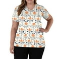 thumbnail image 1 of SAATLERI Plus Size Womens Scrubs Soft Stretch Short Sleeve V-Neck Funny Floral Print Nursing Uniform Scrub Tops Working T-Shirts with Pockets, 1 of 5