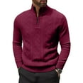 thumbnail image 1 of SAATLERI Quarter Zip Pullover Men Cable Knitted Pullover Sweaters Textured Solid Colors Long Sleeve Sweater, 1 of 3