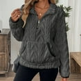 thumbnail image 1 of SAATLERI Quarter Zip Pullover Women Fleece Fuzzy Oversized Sweatshirts Sherpa Long Sleeve Fall Warm Hoodies With Pockets, 1 of 6
