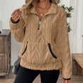 thumbnail image 1 of SAATLERI Quarter Zip Pullover Women Fleece Fuzzy Oversized Sweatshirts Sherpa Long Sleeve Fall Warm Hoodies With Pockets, 1 of 6