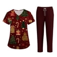thumbnail image 1 of SAATLERI Scrub Sets for Woman, Womens Christmas Medical Set Festive Nurse Work Sleepwear 2-Piece Lightweight with Pockets Nursing Set, 1 of 5