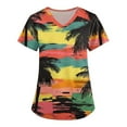thumbnail image 1 of SAATLERI Scrub Tops Women Cute Hawaiian Print Scrub Tops Plus Size Stretch Soft Floral Nurse Uniform Shirt with Pockets, 1 of 4