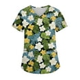 thumbnail image 1 of SAATLERI Scrub Tops Women Print Hawaiian Scrubs Top Floral Graphic Scrubs Shirts Soft Comfy Medical Nursing Uniform with Pockets, 1 of 4