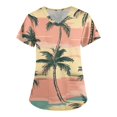 thumbnail image 1 of SAATLERI Scrub Tops for Women Print Hawaiian Scrubs Short Sleeve V Neck Floral Printed Comfy Medical Nurse Shirts Workwear with Pockets, 1 of 4