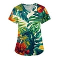thumbnail image 1 of SAATLERI Scrub Tops for Women Print Hawaiian Scrubs Short Sleeve V Neck Floral Printed Comfy Medical Nurse Shirts Workwear with Pockets, 1 of 4