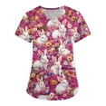 thumbnail image 1 of SAATLERI Scrubs for Women Easter Bunny Printed Nurse Uniform Soft Stretchy Holiday Medical Womens Easter Scrub Tops with Pockets, 1 of 4