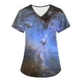 thumbnail image 1 of SAATLERI Scrubs for Women Galaxy Scrub Top Uniform Nurse Tops Short Sleeve Workwear V Neck Scrub Shirts for Women, 1 of 3