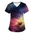 thumbnail image 1 of SAATLERI Scrubs for Women Nurse Uniform Stretchy Top Short Sleeve V Neck Printed Scrub Tops Women Comfy Workwear, 1 of 4