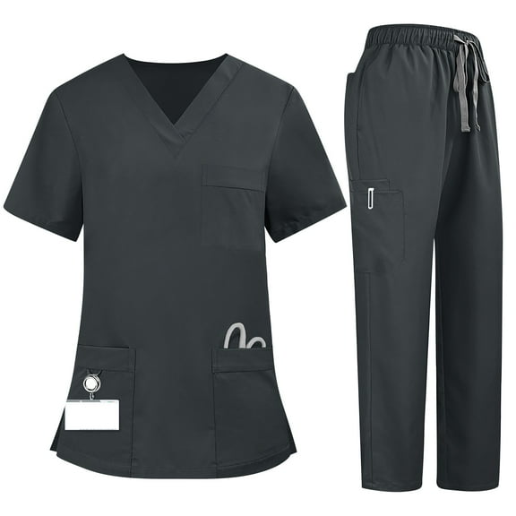 SAATLERI Scrubs for Women Soft Comfy Women's Medical Scrubs Quick-Drying Nursing Sets V-Neck Scrub Top & Straight Leg Pants with Pocket