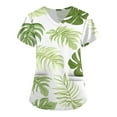 thumbnail image 1 of SAATLERI Scrubs for Women Stretchy Medical Uniforms Plus Size Tropical Print V-Neck Short Sleeve Scrubs Casual Nursing Tops, 1 of 4