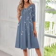 thumbnail image 1 of SAATLERI Summer Dresses for Women 2025 3/4 Sleeve Casual V Neck Sun Dresses for Women 2025 Vacation Swing A-Line Cocktail Boho Midi Dress with Pocket, 1 of 4