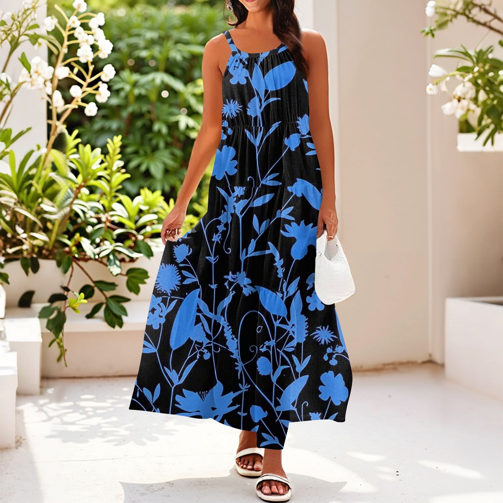 HTNBO Summer Dresses for Women Trendy Floral Halter Neck