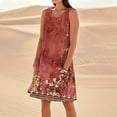 thumbnail image 1 of SAATLERI Sundresses for Women 2025 Loose Casual Sleeveless Women's Casual Dresses Floral Round Neck Holiday Beach Tank Dress with Pocket, 1 of 5