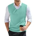 thumbnail image 1 of SAATLERI Sweater Vest Men V Neck Knitted Pullover Sweater Tops Sleeveless Slim Fit Knitwear, 1 of 6