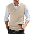 thumbnail image 1 of SAATLERI Sweater Vest Men V Neck Knitted Sleeveless Pullovers Knitwear Vests Solid Plain Loose Fit All Match Sweater Tops, 1 of 5