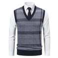 thumbnail image 1 of SAATLERI Sweater Vest for Men V Neck Knit Sleeveless Vests Casual Lined Plaid Pullover Sweater Fleece Fall Winter Warm Tank Tops, 1 of 4