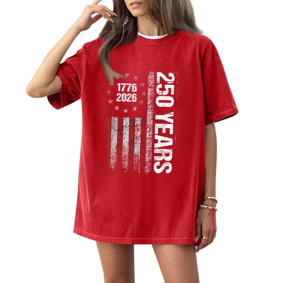 SAATLERI Usa 250th Anniversary T Shirts for Women Usa Flag Graphic Crewneck Short Sleeve Tunic Top Memorial Day Patriotic Blouses