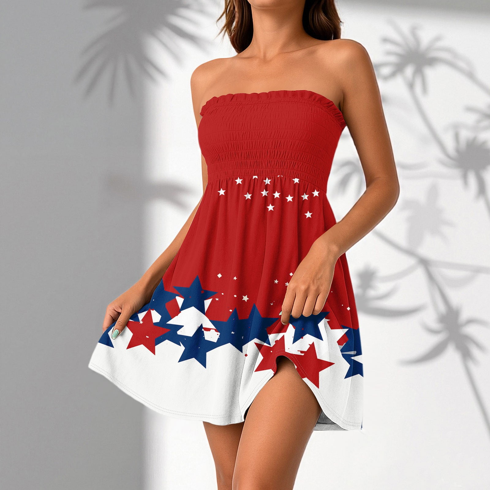 Women's Independence Day Splicing America Flag Stars Printed Casual Dress main image 0