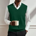 thumbnail image 1 of SAATLERI Vest for Men Soft V Neck Knitted Sweater Vest Solid Sleeveless Pullover Slim Fit Plain Color Sweater Vest, 1 of 4