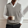 thumbnail image 1 of SAATLERI Vest for Men Soft V Neck Knitted Sweater Vest Solid Sleeveless Pullover Slim Fit Plain Color Sweater Vest, 1 of 6