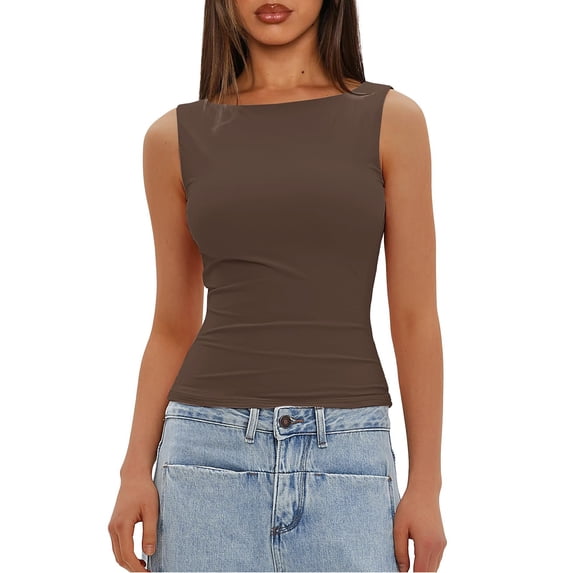 SAATLERI Women Going Out Casual Tank Tops Spring Summer Basic Cute Top Sleeveless Shirt Y2K Fashion Clothes