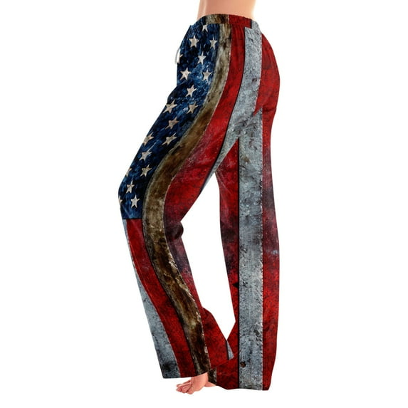 SAATLERI Women's American Flag Pajama Bottoms Funny Star Stripes Print Wide Leg Loose Fit Cute Sleepwear Spring Summer Lounge Pants