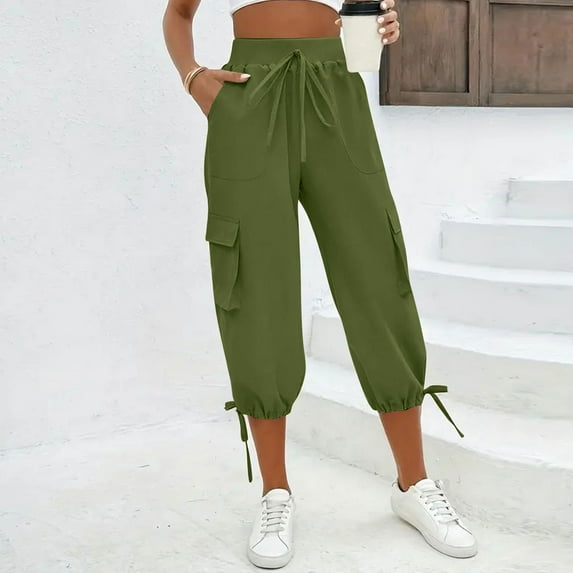 SAATLERI Women's Cargo Capri Sweatpants Hiking Joggers Cropped Pants with Pockets Lightweight Dry Fit Athletic Workout Leggings Casual Capris