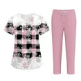 thumbnail image 1 of SAATLERI Womens 2 Piece Christmas Scrub Set V Neck Top & Christmas Print Jogger Pants Multi Pocke Nursing Working Uniform Scrubs Outfits, 1 of 6