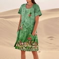 thumbnail image 1 of SAATLERI Womens Dresses Trendy Summer Crew Neck Short Sleeve Floral Printed Beach Vacation Dresses for Women Loose Casual Sundresses with Pockets, 1 of 5