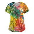 thumbnail image 1 of SAATLERI Womens Scrub Tops Hawaiian Printed Plus Size Soft Easy Care Workwear Holiday Scrub Tops Nurse Shirts with Pockets, 1 of 4