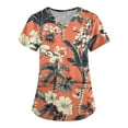 thumbnail image 1 of SAATLERI Womens Scrub Tops Hawaiian Printed Plus Size Soft Easy Care Workwear Holiday Scrub Tops Nurse Shirts with Pockets, 1 of 4