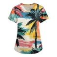 thumbnail image 1 of SAATLERI Womens Scrub Tops Hawaiian Printed Stretchy Nursing Scrubs Plus Size Soft Easy Care Workwear Holiday Medical Uniform, 1 of 4