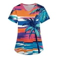 thumbnail image 1 of SAATLERI Womens Scrub Tops Hawaiian Printed Stretchy Nursing Scrubs Plus Size Soft Easy Care Workwear Holiday Medical Uniform, 1 of 4
