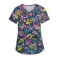 thumbnail image 1 of SAATLERI Womens Scrub Tops Plus Size Scrubs Stretchy Soft Nursing Shirts Cute Floral Printed Nursing Top with Pockets, 1 of 4