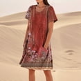 thumbnail image 1 of SAATLERI Womens Summer Dresses Loose Casual Short Sleeve Sundresses for Women 2025 Vacation Floral Print Casual Midi Dresses with Pockets, 1 of 5