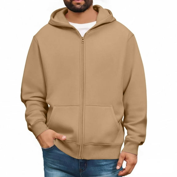 SAATLERI Zip Up Hoodies Mens Oversized Winter Long Sleeve Sweatshirt Fleece Fall Fashion Clothes 2025 with Pockets