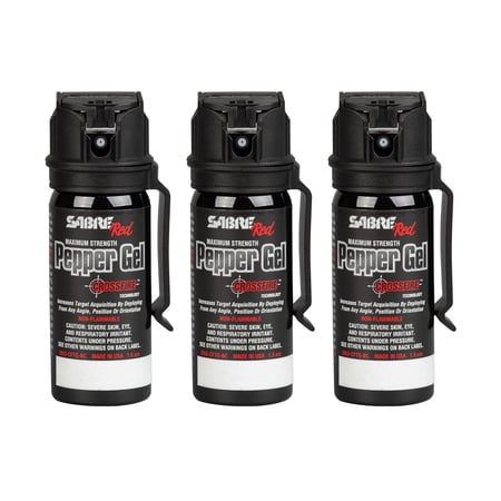 SABRE Crossfire Pepper Gel, Deploys At Any Angle, Maximizes Target Acquisition Against Multiple Threats, Belt Clip For Easy Carry, Fast Flip Top Safety, Maximum Police Strength OC Spray, 1.5 fl oz