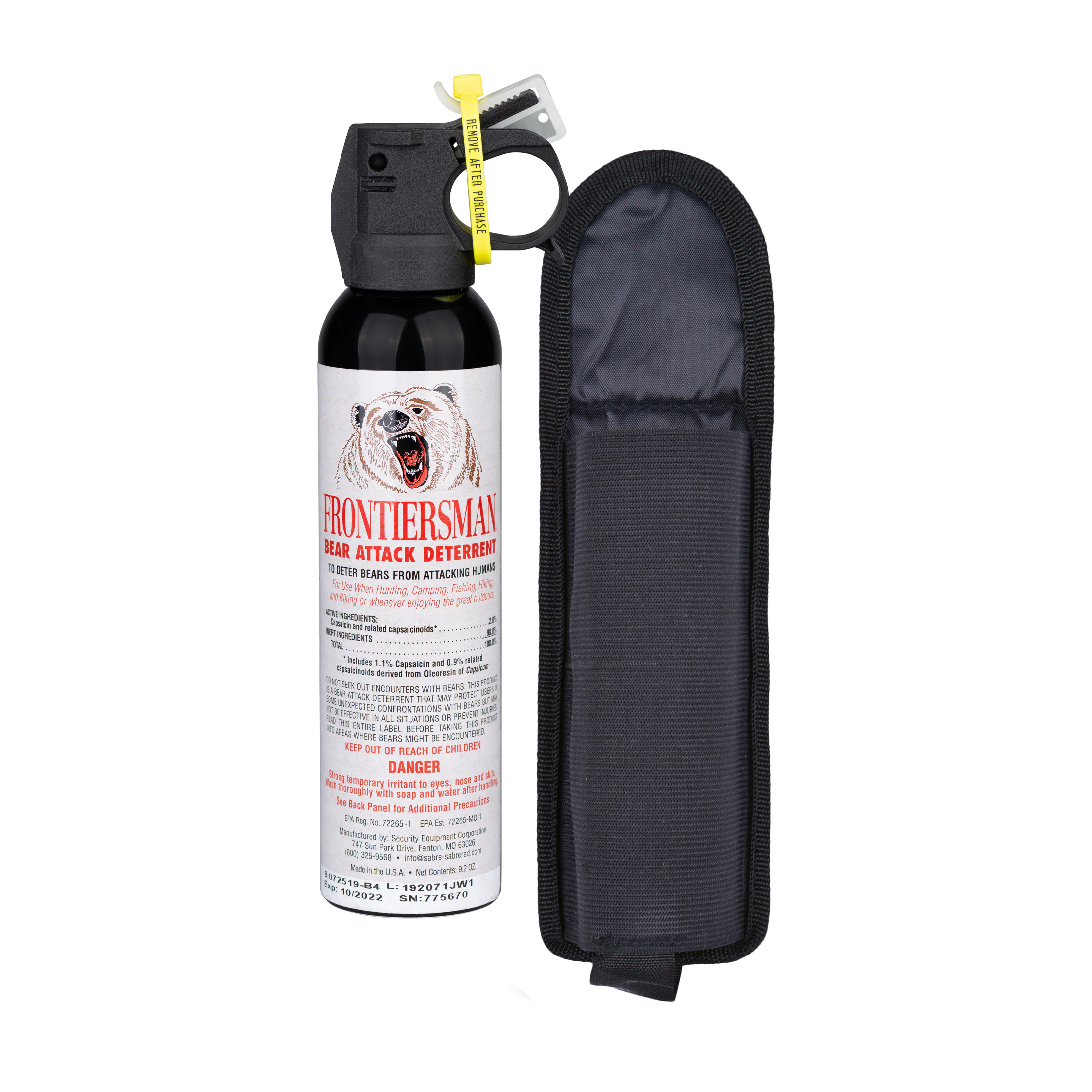 SABRE Frontiersman 9.2 oz Bear Spray with Belt Holster, White, 9.5 in. - image 1 of 12