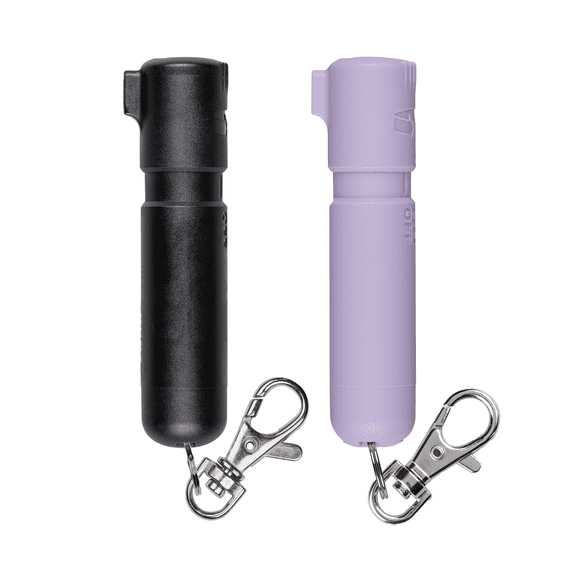 SABRE Mighty Discreet Pepper Spray with Snap-Clip Keychain, Black & Lavender, 2 Pack, Pocket Pepper Spray, 0.18 fl oz