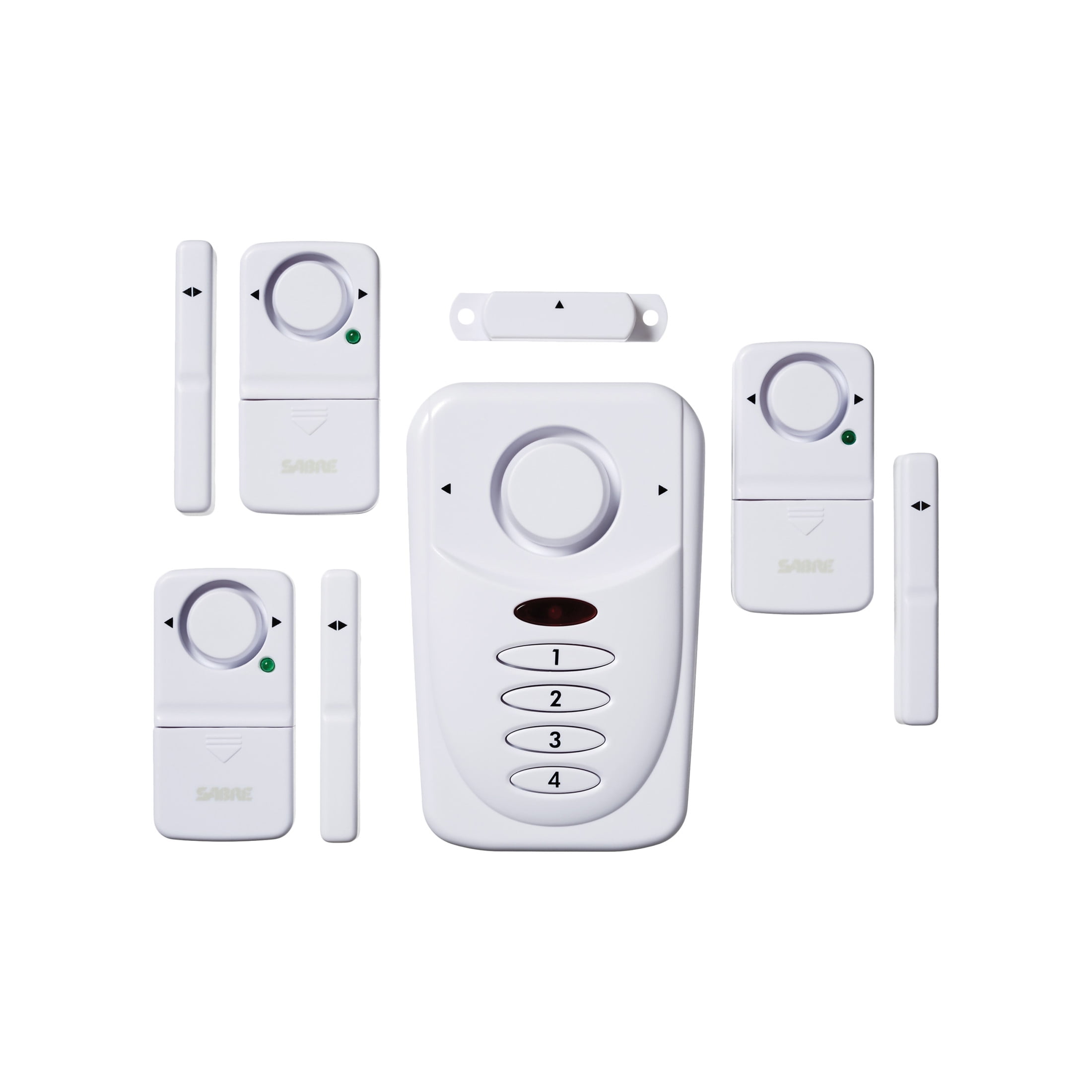 SABRE Motion Sensor Alarm and 3 Door/Window Alarms, White