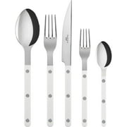 SABRE PARIS - 20-Piece Flatware Set For 4 - Bistrot Collection - Knives, Forks, Soup Spoons, Teaspoons & Dessert Forks - Stainless Steel & Nylon - Dishwasher Safe - White - Brilliant Finish
