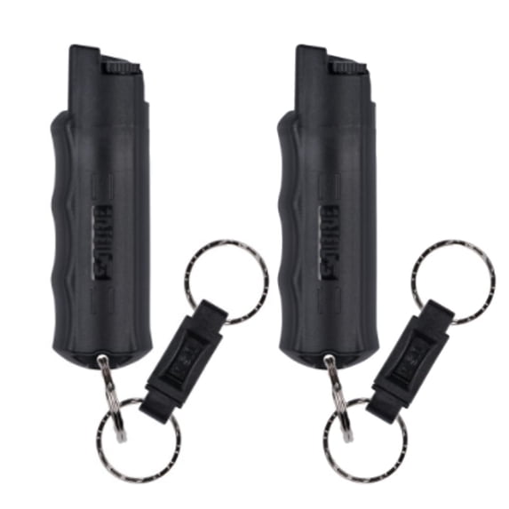 SABRE Pepper Spray Keychain with Quick Release for Easy Access Max Police Strength OC Spray, Finger Grip for Accurate Aim, 10-Foot (3M) Range, 25 Bursts (5X Other Brands)