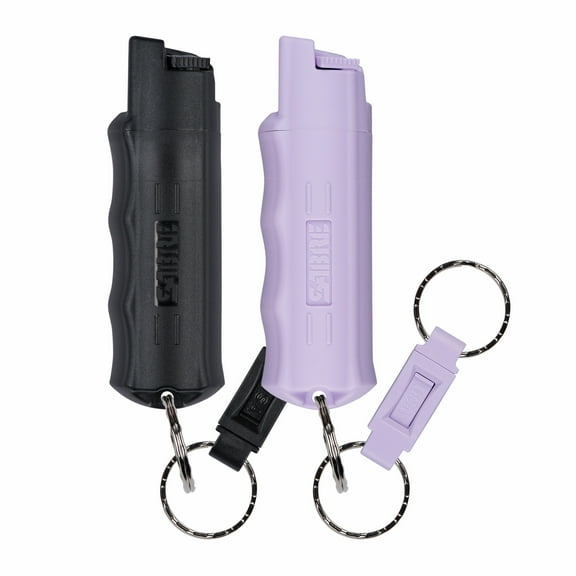 SABRE Pepper Spray Keychain with Quick Release, 2-pack, Black & Lavender, New, Pocket Pepper Sprays